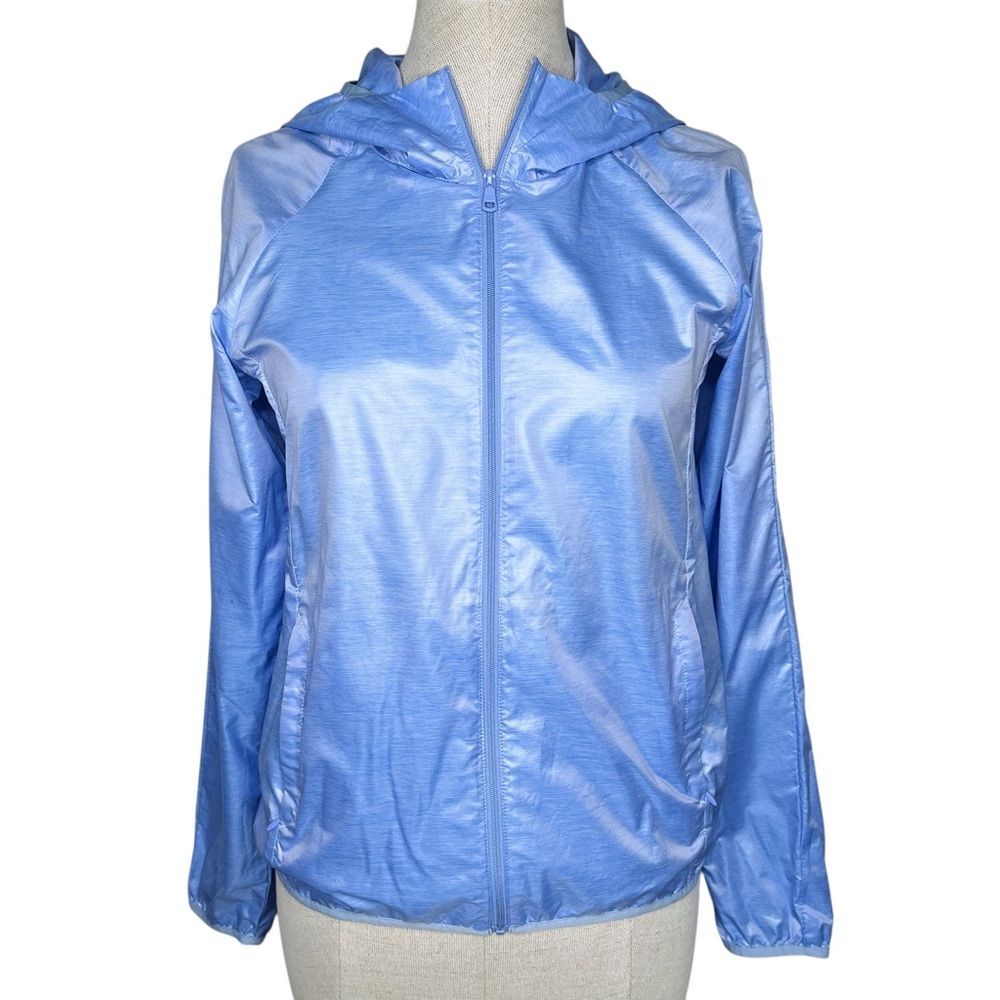 Uniqlo Windbreaker Jacket sz S * Lightweight Travel Packable Full Zip Light Blue - Picture 8 of 8